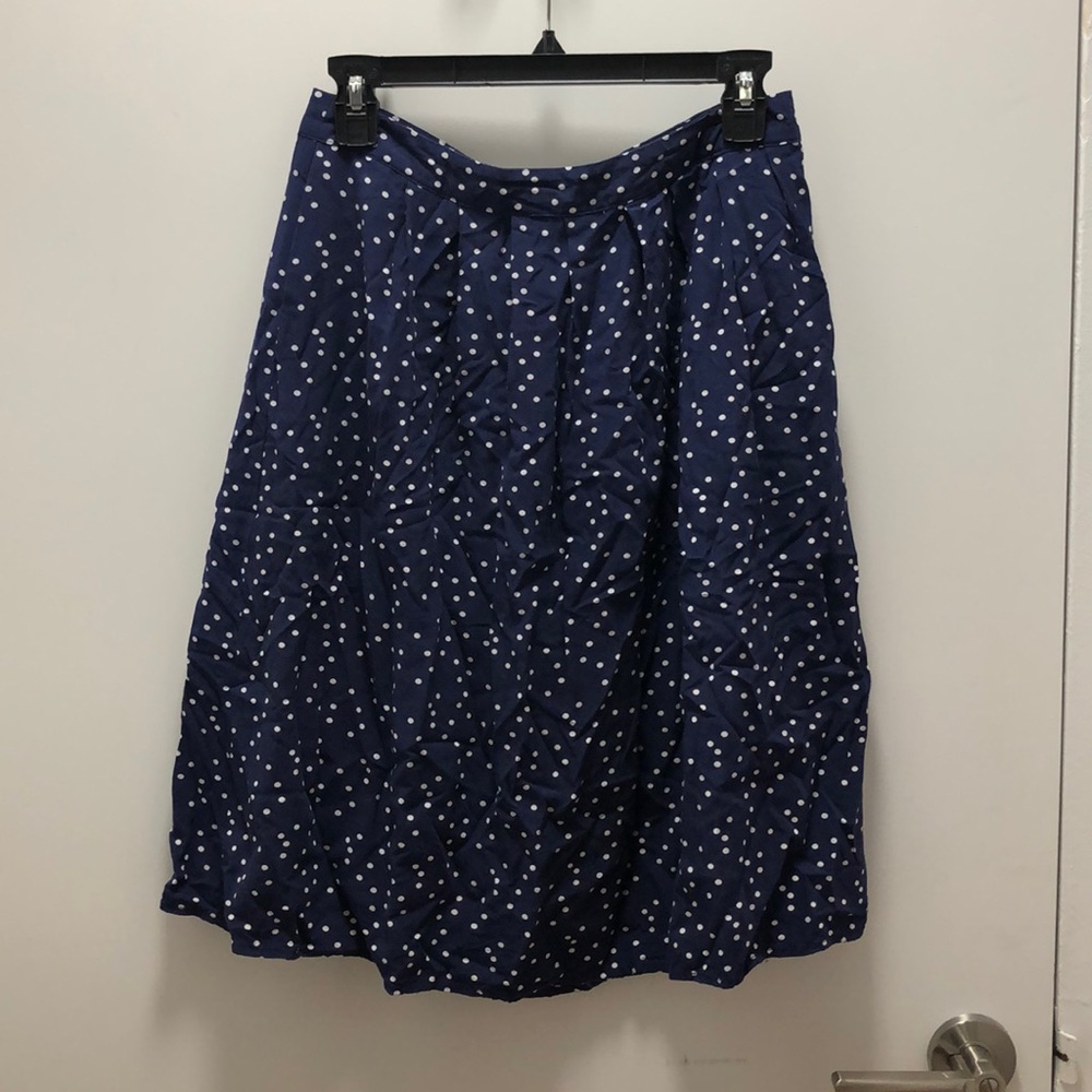 Navy Polka Dot Midi-Skirt